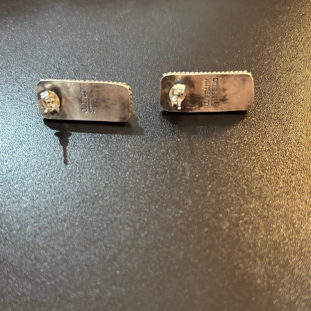 Turquoise Rectangular Earrings With Silver Trim - image 4